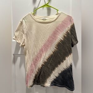 Z Supply Cream and Pink Tie-Dye Short Sleeve Tee